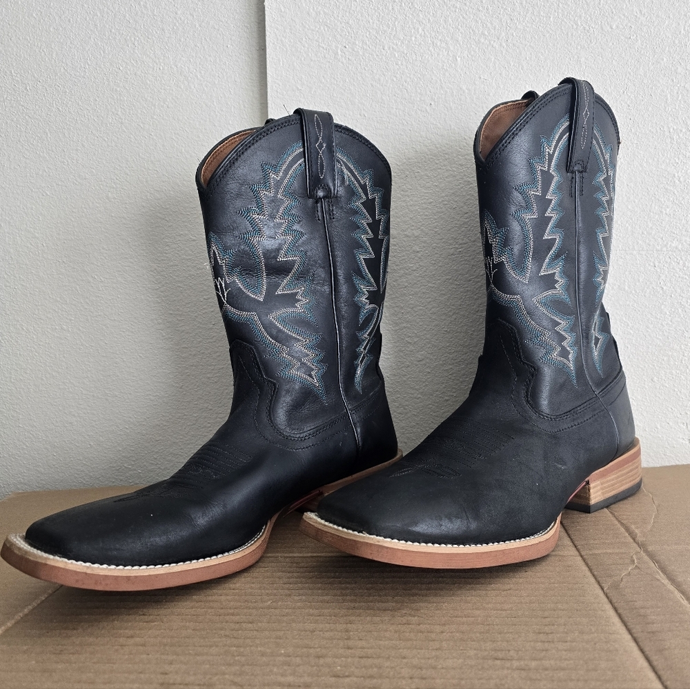 Justin Men's Tallyman Black Western Boots - Wide Square Toe Men's 11 - Picture 3 of 8